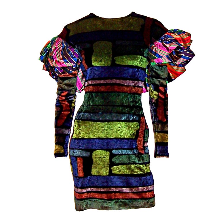 Christian Lacroix 1980's Silk Velvet Dress For Sale