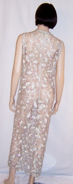 Women's Amazingly Beautiful Beaded, Sequined, & Embroidered White Gown For Sale