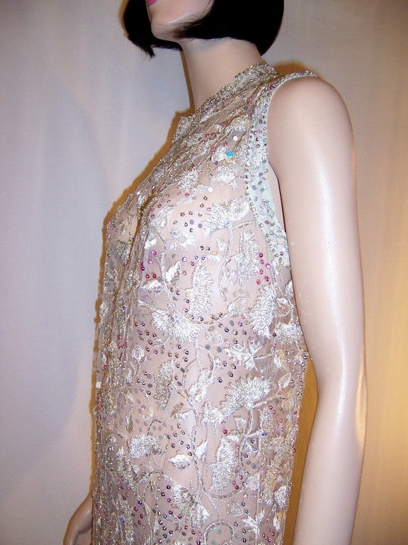 Amazingly Beautiful Beaded, Sequined, & Embroidered White Gown For Sale 3