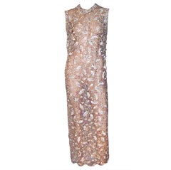 Vintage Amazingly Beautiful Beaded, Sequined, & Embroidered White Gown