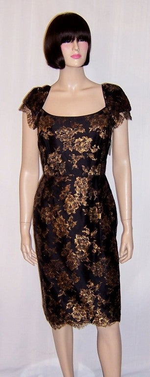 Darby Scott Gold Metallic Embroidered Cocktail Dress