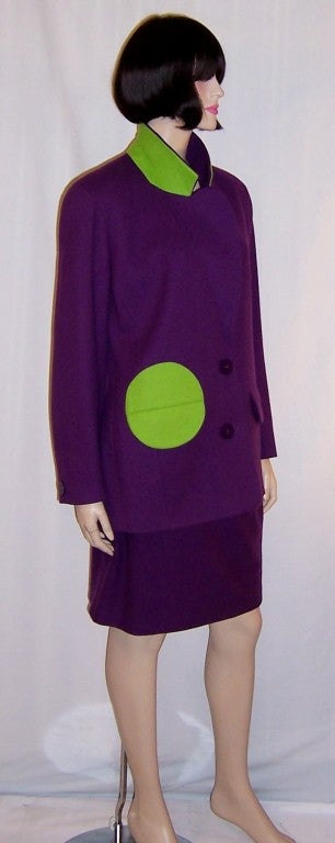 Arabella Pollen Violet & Chartreuse Wool Suit