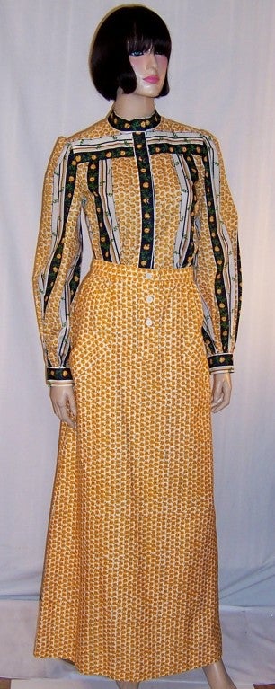 Rizkallah for Malcolm Starr-1970's Blouse & Maxi Skirt Ensemble