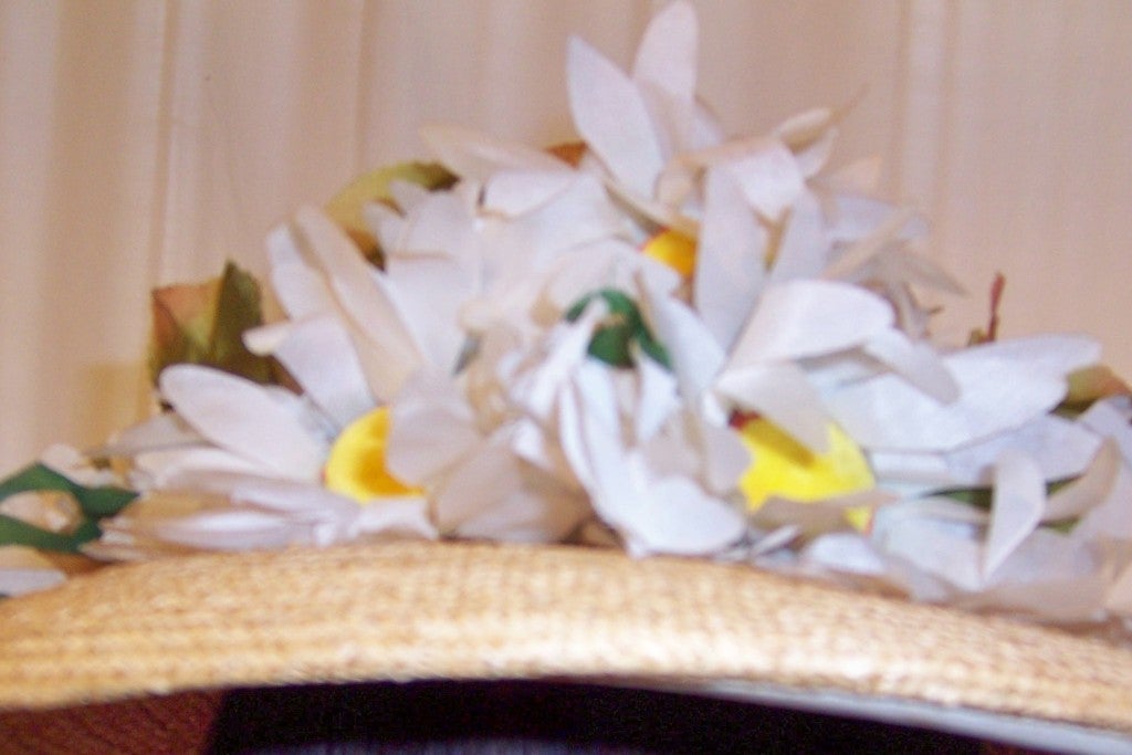 Women's Christian Dior Chapeaux-Fine Straw Hat with Shasta Daisies For Sale