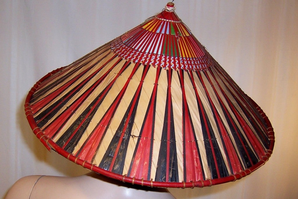 Women's or Men's Asian Mid 20th Century Conical Bamboo Hat