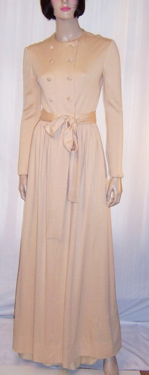 Norman Norell Peach Parfait-Colored Gown with Belt