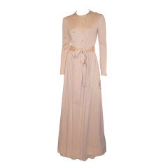 Norman Norell Peach Parfait-Colored Gown with Belt