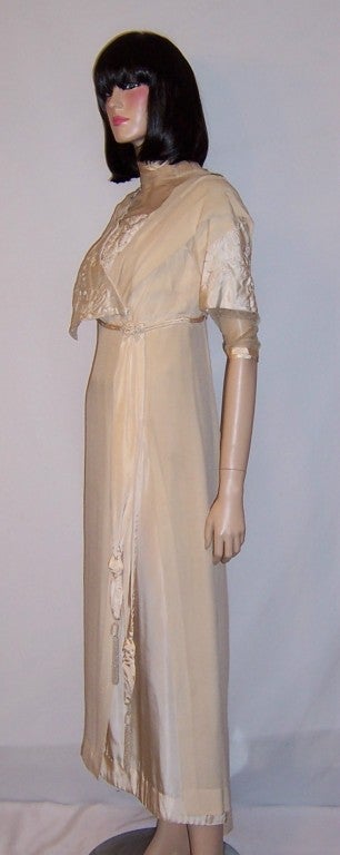 White Silk Edwardian Gown with Napoleonic Revival Influences For Sale 1