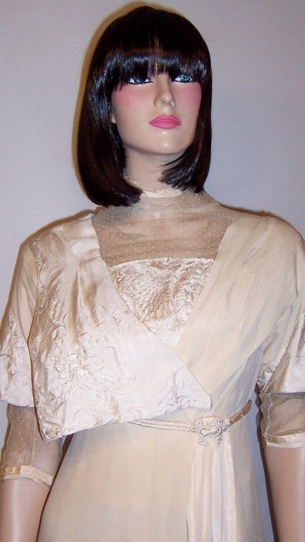 White Silk Edwardian Gown with Napoleonic Revival Influences For Sale 2
