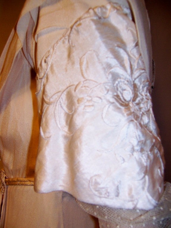 White Silk Edwardian Gown with Napoleonic Revival Influences For Sale 3