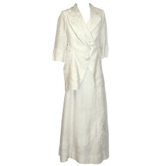 Vintage Magnificent Edwardian White Linen Jacket & Skirt Ensemble