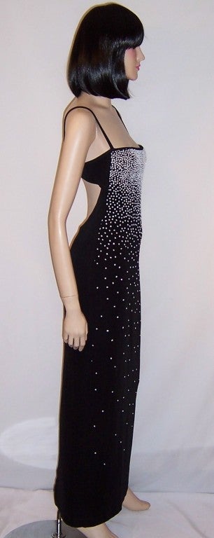Tadashi-Slinky & Sensual Long  Black Gown with Tiny Florets For Sale 1