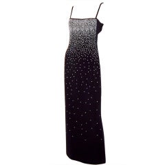 Tadashi-Slinky & Sensual Long  Black Gown with Tiny Florets