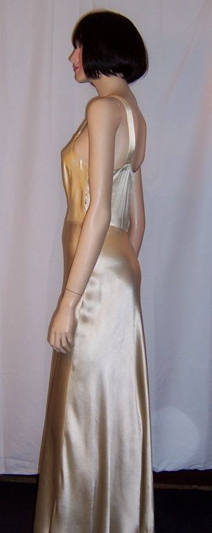 1930's Ivory Charmeuse Sleeveless Gown