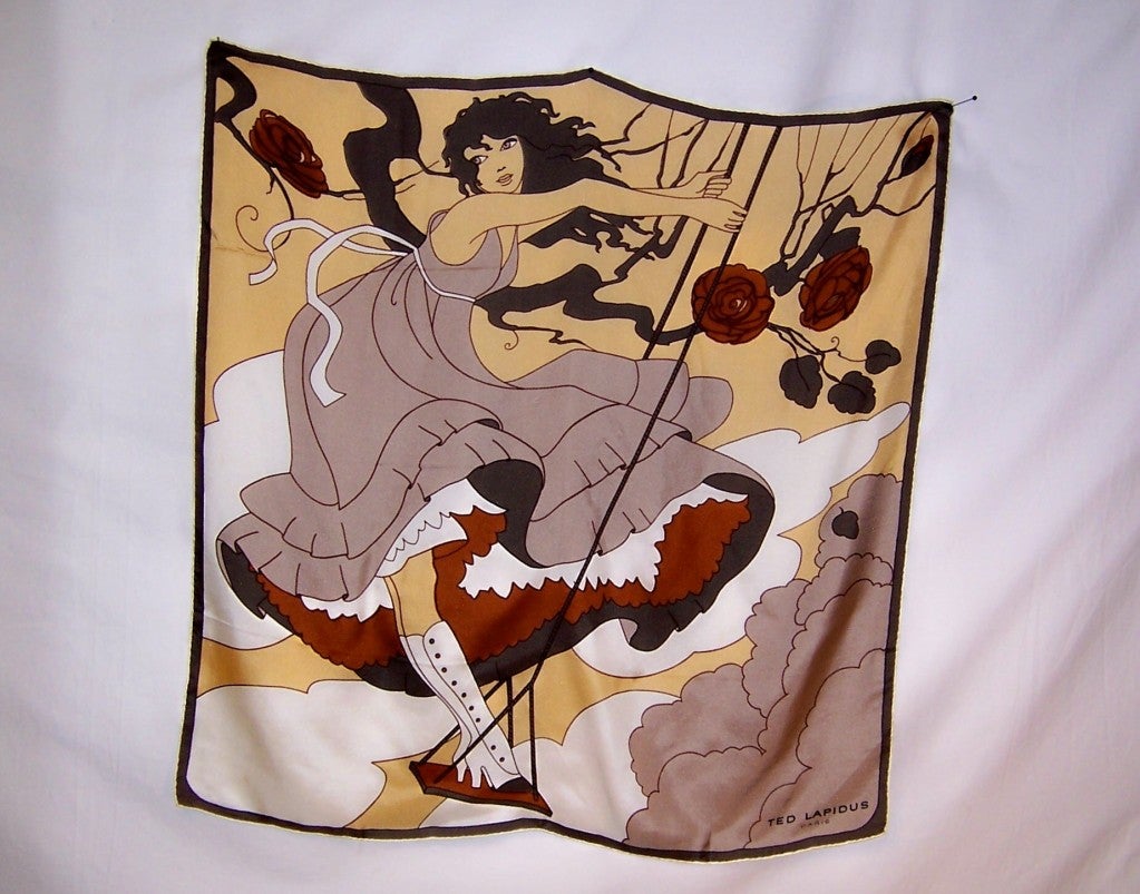 Large Silk Scarf-Girl Standing on a Swing by Ted Lapidus
