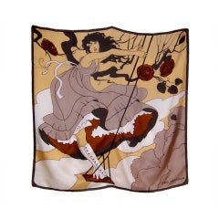 Vintage Large Silk Scarf-Girl Standing on a Swing by Ted Lapidus
