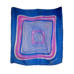 Retro Schiaparelli-Cobalt Blue, Shocking Pink, & White Silk Scarf