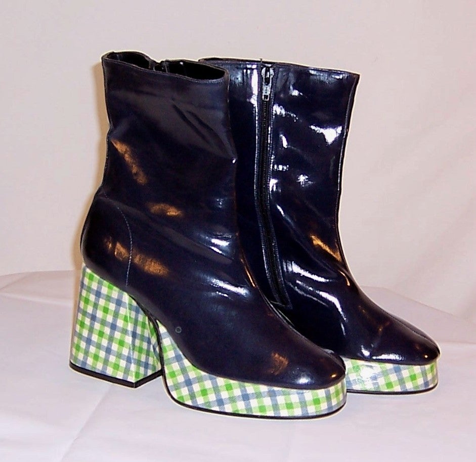 Tastyvogs by John Fluevog-Navy Patent Leather Platform Boots