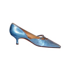 Ombeline-Paris Powder Blue Metallic Pumps