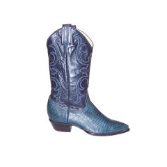 Used Larry Mahan Lizard Cowboy Boots 7B