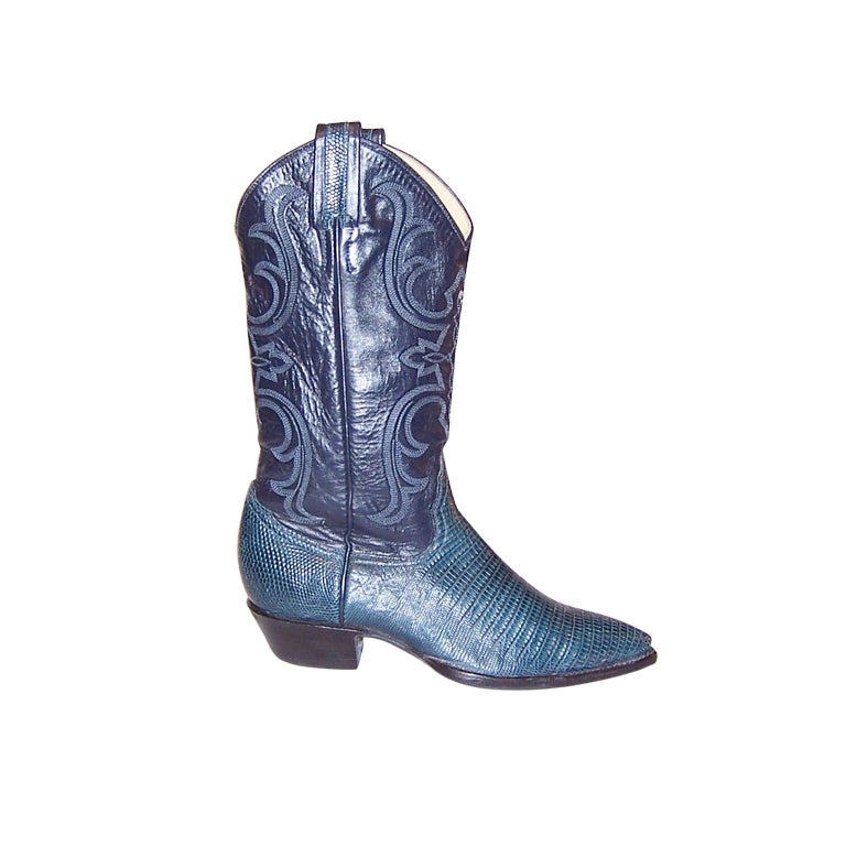 Larry Mahan Lizard Cowboy Boots 7B For Sale