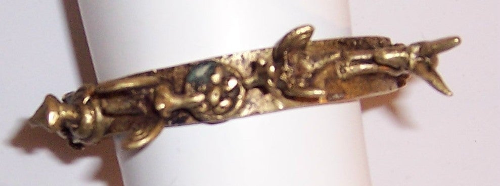 African Bronze Bangle Bracelet with Indigenous Animals