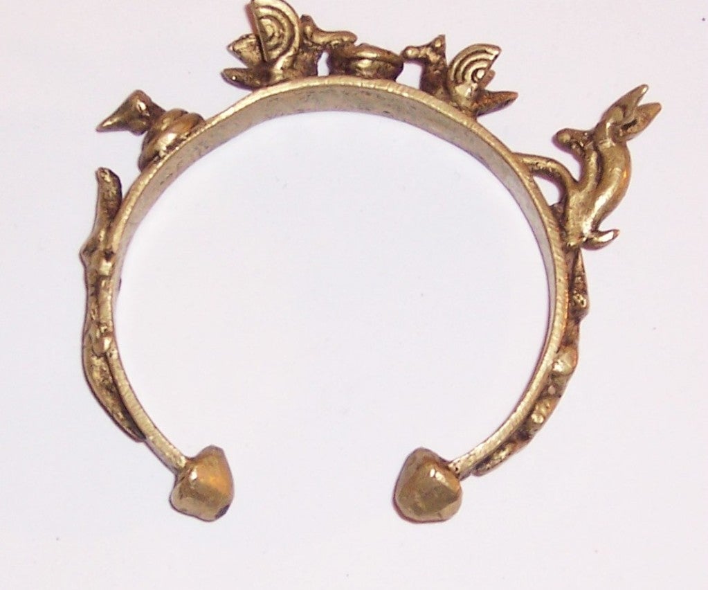 African Bronze Bangle Bracelet with Indigenous Animals For Sale 1