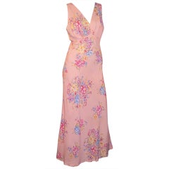 Vintage 1930's Pink Negligee with Daffodil Floral Sprays