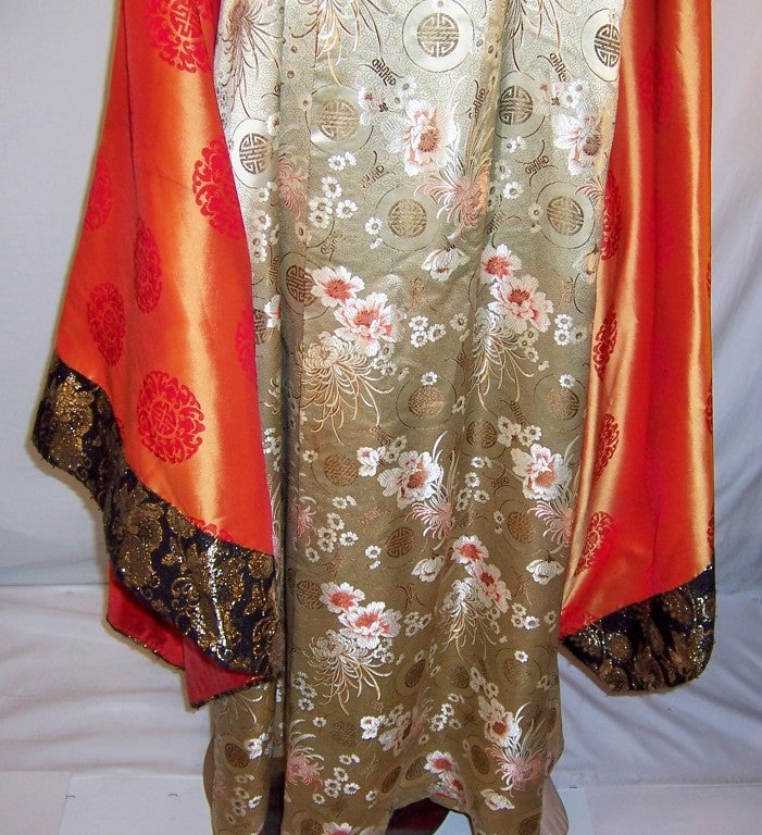 Elaborate Asian Robe with Exaggerated Butterfly Sleeves For Sale at 1stDibs