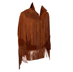 1960's Vintage, Burnt Sienna Colored, Men's Suede Fringed Jacket
