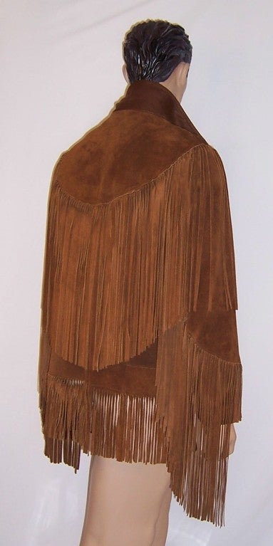 1960's Vintage, Burnt Sienna Colored, Men's Suede Fringed Jacket 2