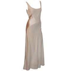 1930's Two-Toned Ivory,  Bias Cut Sleeveless Gown