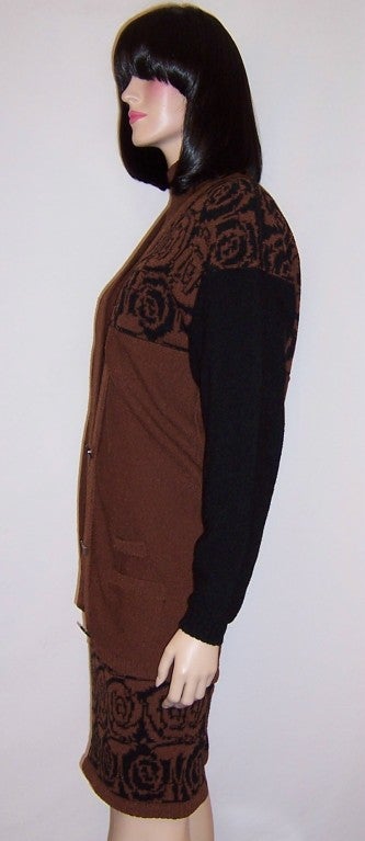 Fabulous Steve Fabrikant Sienna and Black Knitwear Ensemble For Sale 5