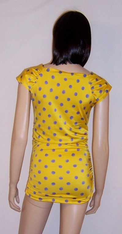 Emanuel Ungaro Parallele-Yellow & Lavendar Polka-Dotted Top For Sale 1
