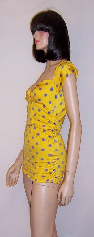 Emanuel Ungaro Parallele-Yellow & Lavendar Polka-Dotted Top For Sale 2