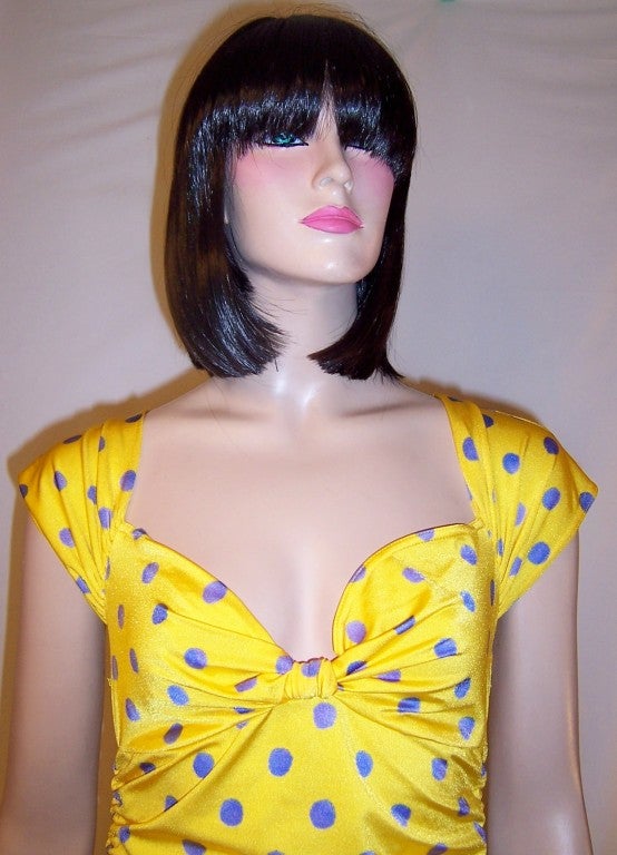 Emanuel Ungaro Parallele-Yellow & Lavendar Polka-Dotted Top For Sale 3