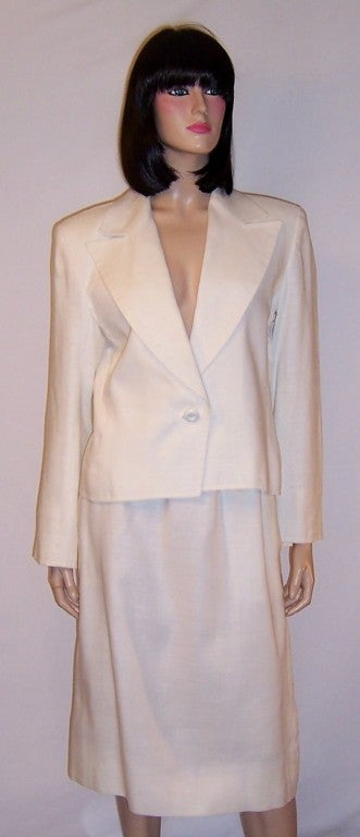 Yves Saint Laurent-Rive Gauche-White Linen Suit