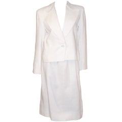 Yves Saint Laurent-Rive Gauche-White Linen Suit