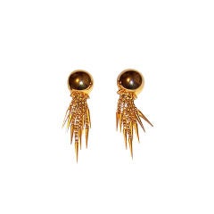 Retro Dramatic,  Large Gold-Tone Earrings By Robert Sorrell