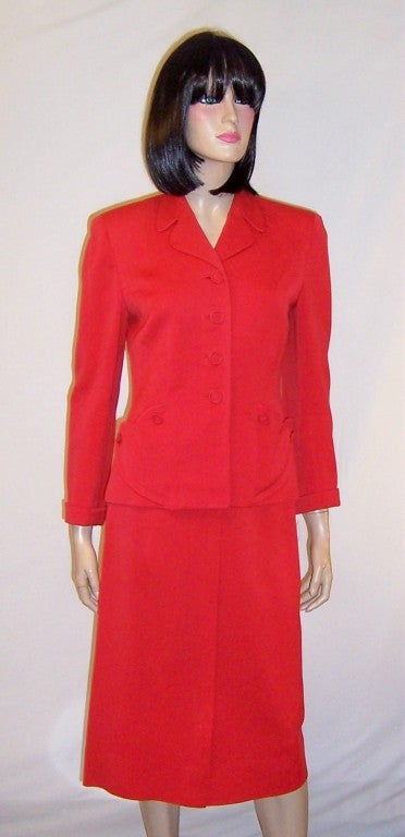 1940s Scarlet Red Gabardine Suit