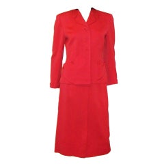 Vintage 1940s Scarlet Red Gabardine Suit
