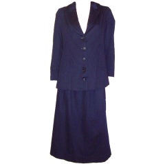 Antique Woman's Edwardian (1901-1919) Midnight Navy Walking Suit