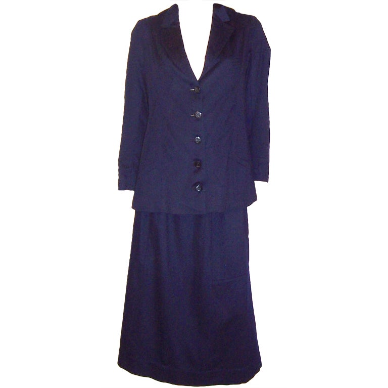 Woman's Edwardian (1901-1919) Midnight Navy Walking Suit For Sale
