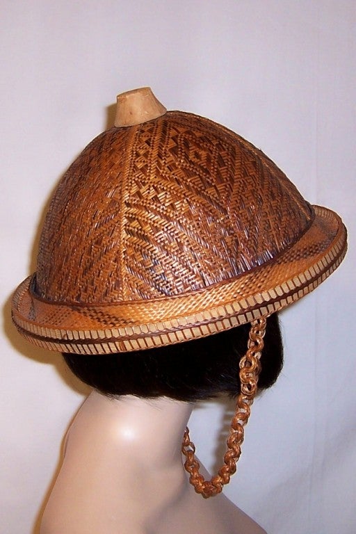 Women's or Men's Unusual and Rare Asian Helmet Hat For Sale