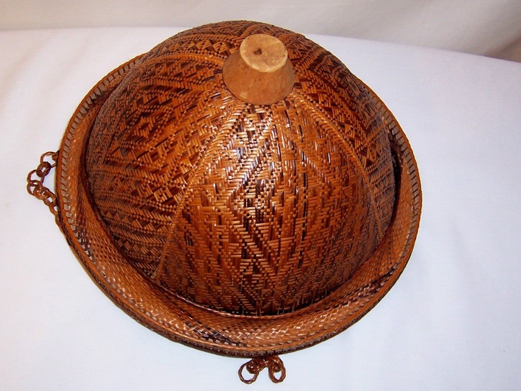 Unusual and Rare Asian Helmet Hat For Sale 3