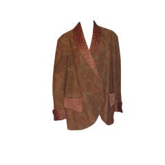 Antique Mens-Victorian Era- Paisley Jacket with Satin Trim