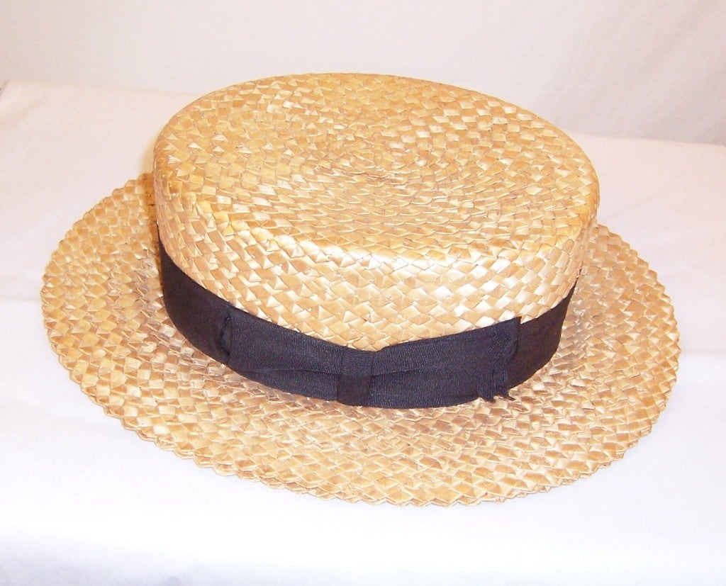 Men's Straw Boater Hat For Sale 1