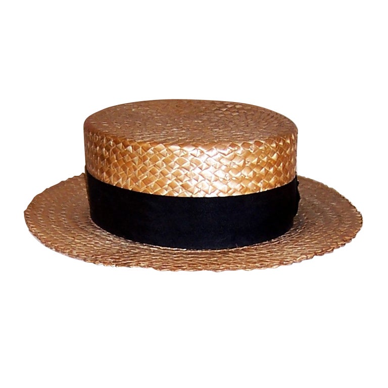 Men's Straw Boater Hat For Sale