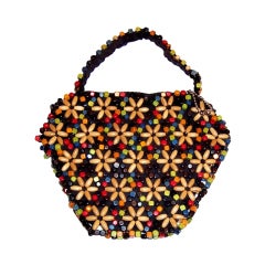 1930's Czechoslovakian Multi-Colored Wooden Beaded Handbag