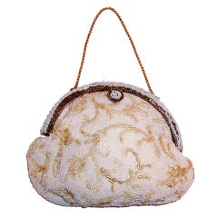 1950's, Jolles Original,  White Seed Beaded Handbag